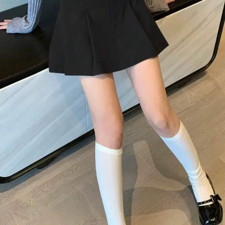 [BUNJANG] Black Pleated Mini Skirt with Shorts XS / 새상품) 검정 블랙 플리츠 미니 치마 스커트 바지 xs 사이즈