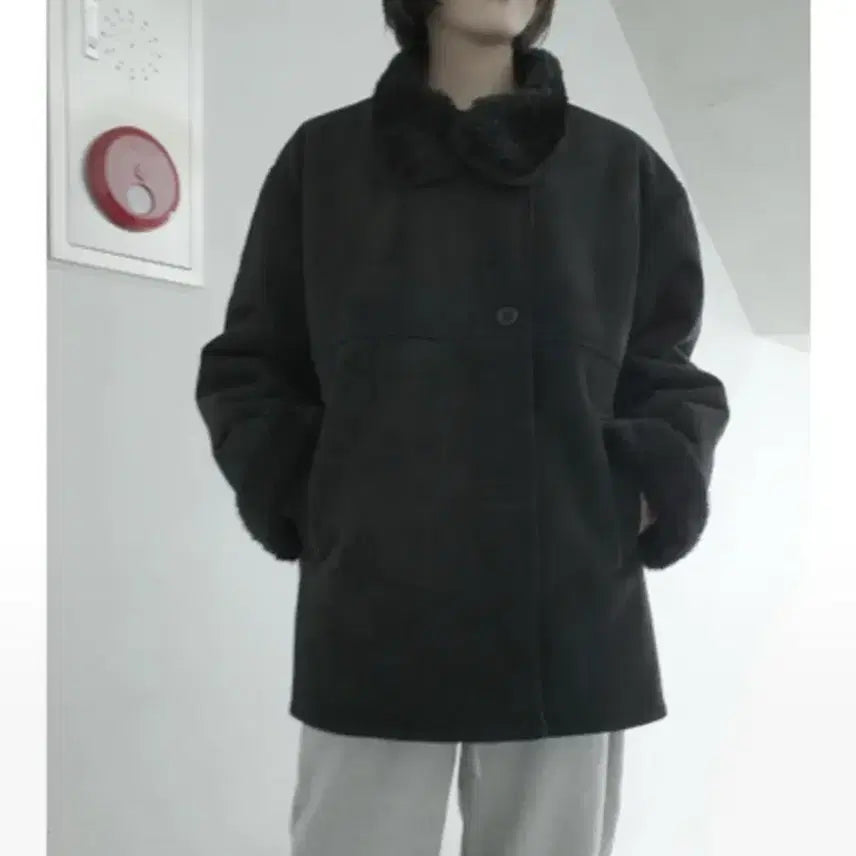 [BUNJANG] After Monday High Neck Faux Suede Mouton / 애프터먼데이 하이 넥 무스탕