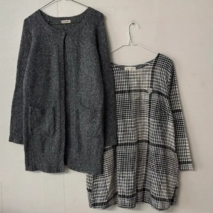 [BUNJANG] Samansamos Cardigan and Check Tunic Set / samansamos2 사만사모스 가디건+체크튜닉