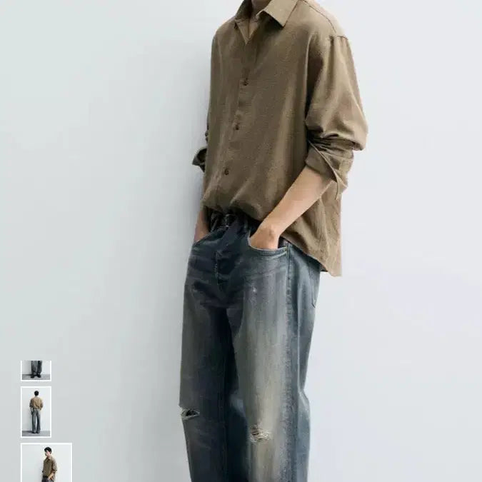 [BUNJANG] ZARA Straight Fit Distressed Jeans / [새상품]자라 스트레이트핏 레귤러 디스트로이드진 미디움블루 36사이즈