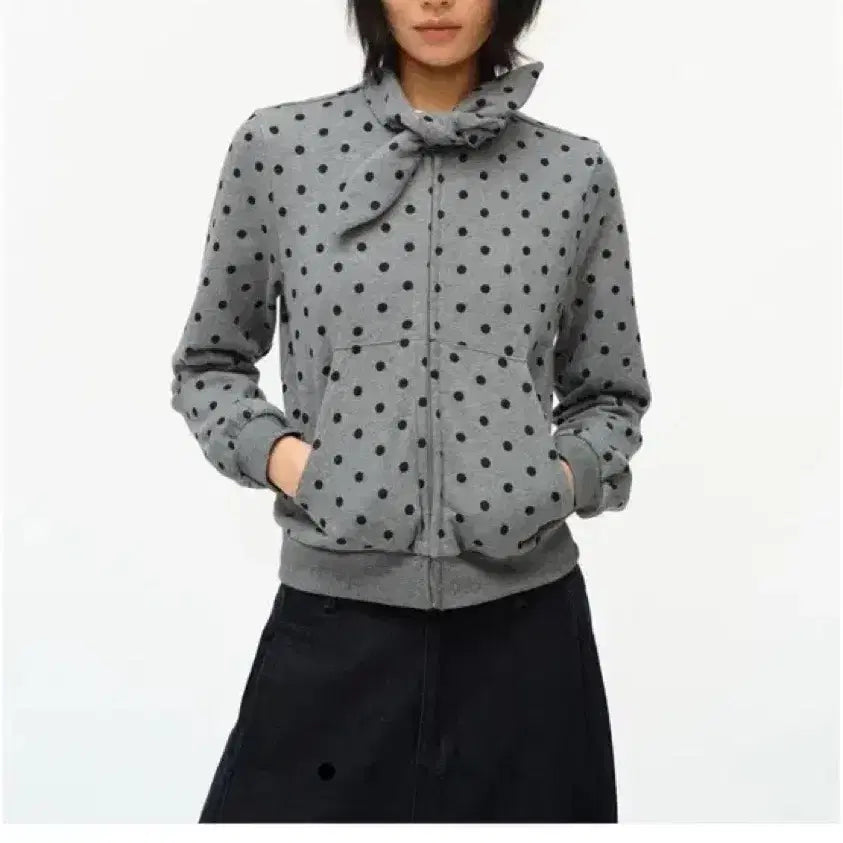 [BUNJANG] MIYAWOOM Dot Ribbon Zip-up / 미야우웜 도트 리본 집업