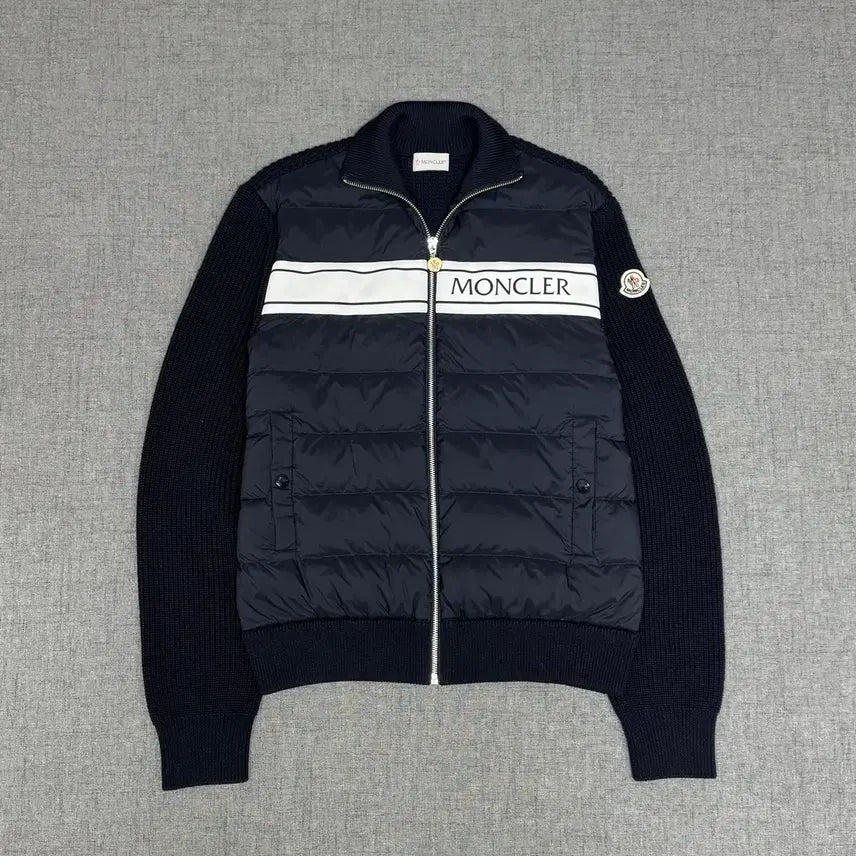 [BUNJANG] Moncler Lining Logo Patch Knit Padded Jacket / 몽클레어 라이닝로고 패치 니트패딩 자켓