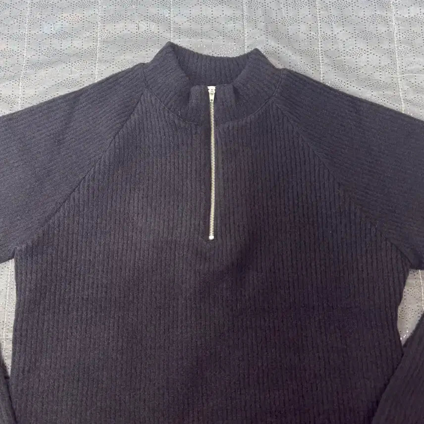[BUNJANG] Muscle Fit Ribbed Knit Half Zip Up / (새상품)머슬핏 기모 골지 하프 니트 집업
