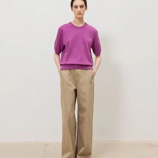 [BUNJANG] Moonbyul Knit Top / 문달 반팔니트