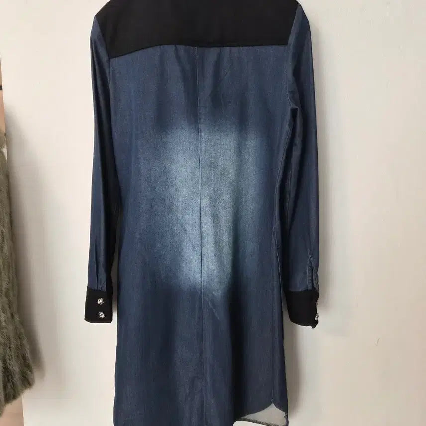 [BUNJANG] Color Block Denim Zip Dress / 세련된 배색 데님 지퍼 원피스