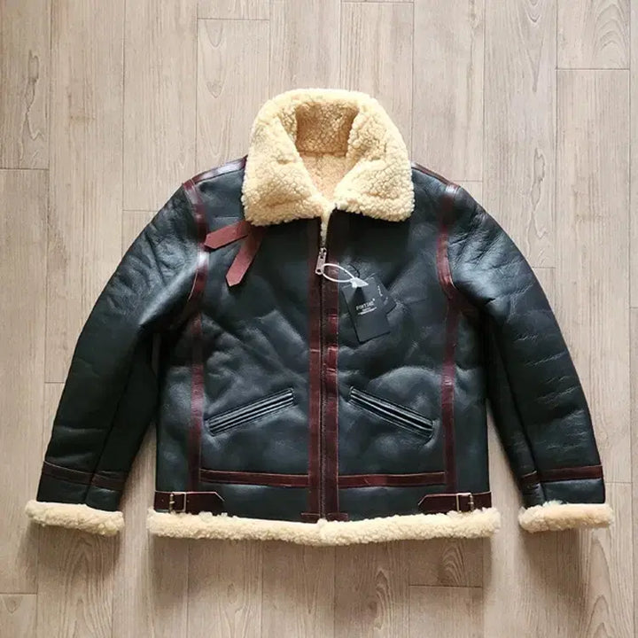 [BUNJANG] Black Shearling B-3 Mouton Jacket / 블랙 양가죽 B-3 무스탕 시어링 자켓