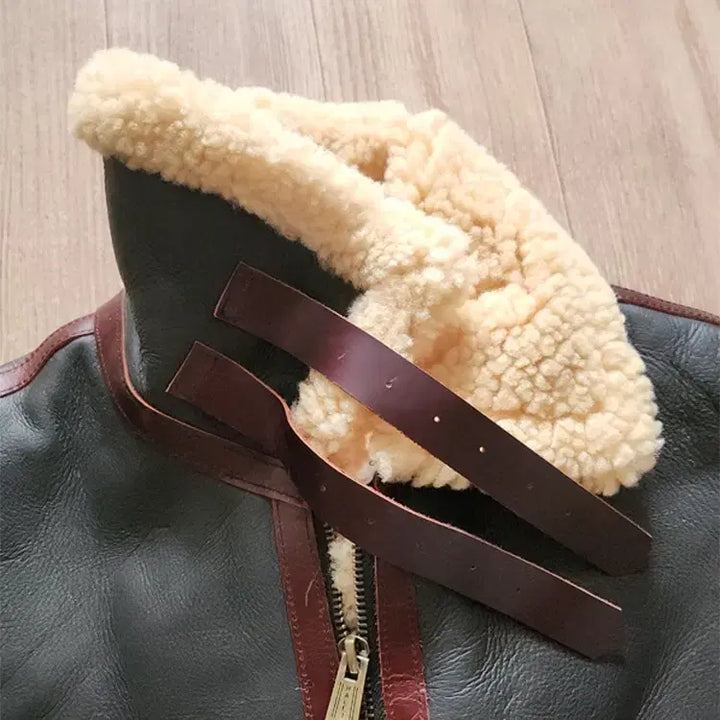 [BUNJANG] Black Shearling B-3 Mouton Jacket / 블랙 양가죽 B-3 무스탕 시어링 자켓