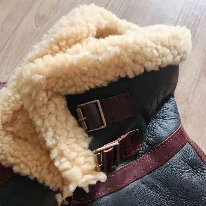 [BUNJANG] Black Shearling B-3 Mouton Jacket / 블랙 양가죽 B-3 무스탕 시어링 자켓