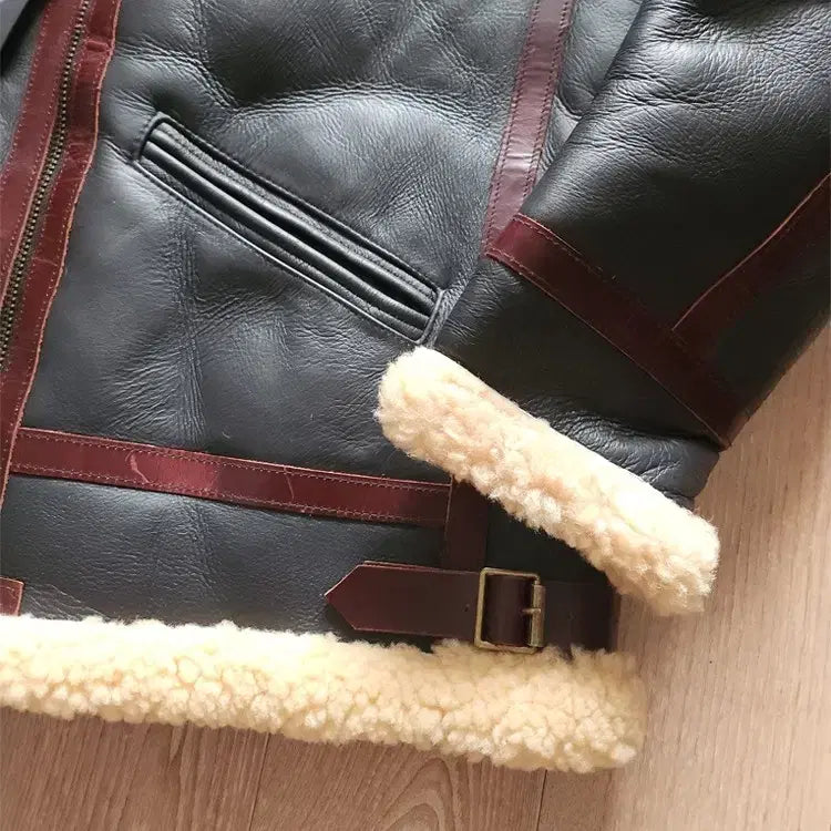 [BUNJANG] Black Shearling B-3 Mouton Jacket / 블랙 양가죽 B-3 무스탕 시어링 자켓