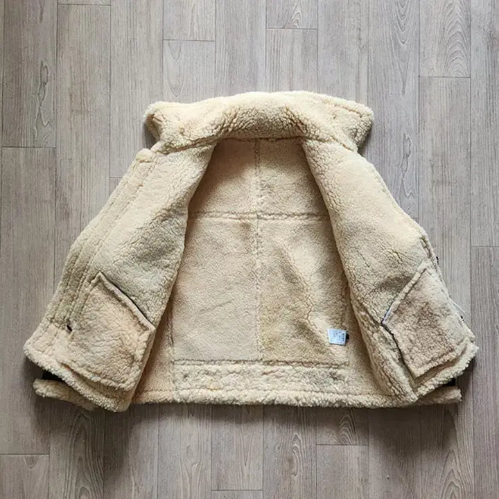 [BUNJANG] Black Shearling B-3 Mouton Jacket / 블랙 양가죽 B-3 무스탕 시어링 자켓