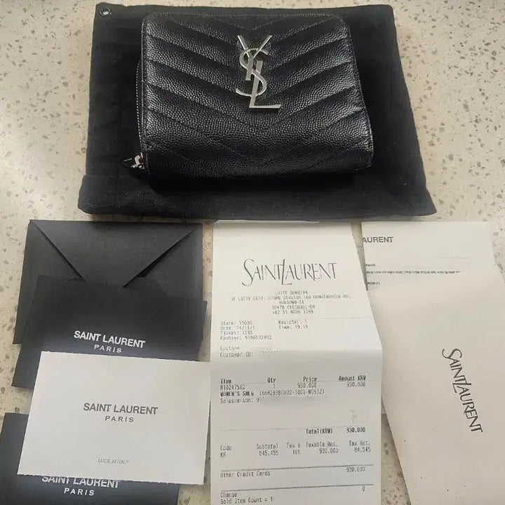 [BUNJANG] Saint Laurent Matelassé Wallet (Black) / 생로랑 마틀라세 반지갑 블랙(정품)