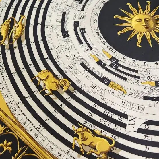 [BUNJANG] Hermes Astrology Scarf / 명품 에르메스 블랙/골드 점성술 스카프