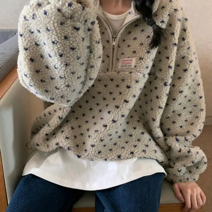 [BUNJANG] Ordinaryment Chorus Dumble Half-Zip Navy Fleece / 새상품 오디너리먼트 코러스 덤블 반집업 네이비