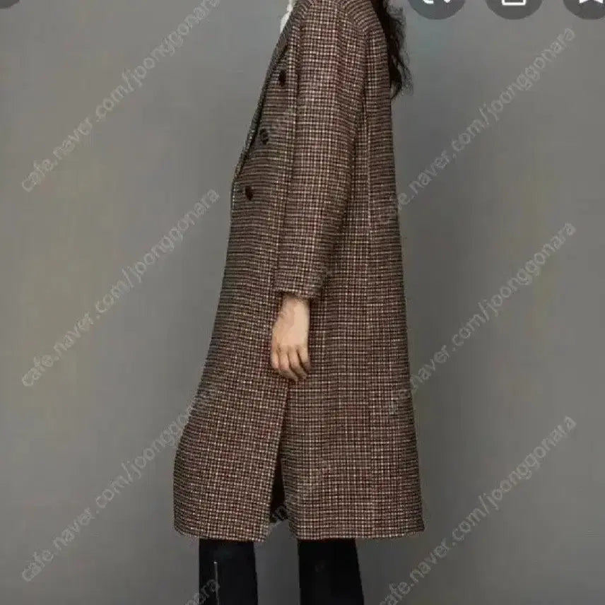 [BUNJANG] MAJE Brown Check Long Coat / 마쥬1사이즈(체크 롱 코트 브라운 FREE)간절기제품
