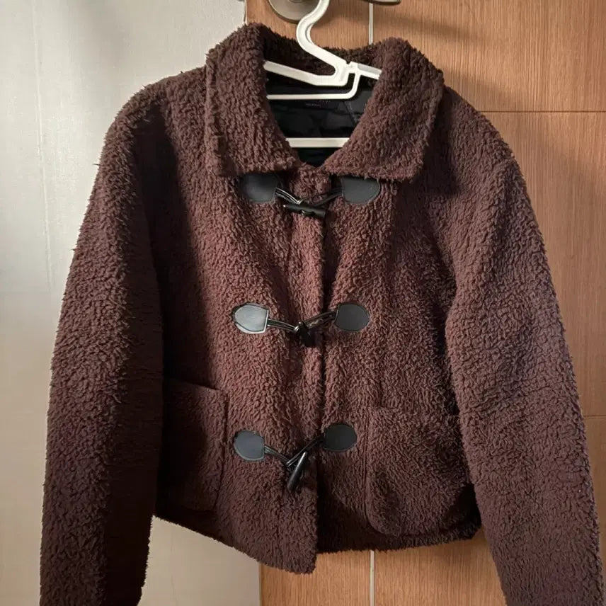 [BUNJANG] Brown Boar Coat Short Jacket / 뽀글이 떡볶이 코트 숏 자켓