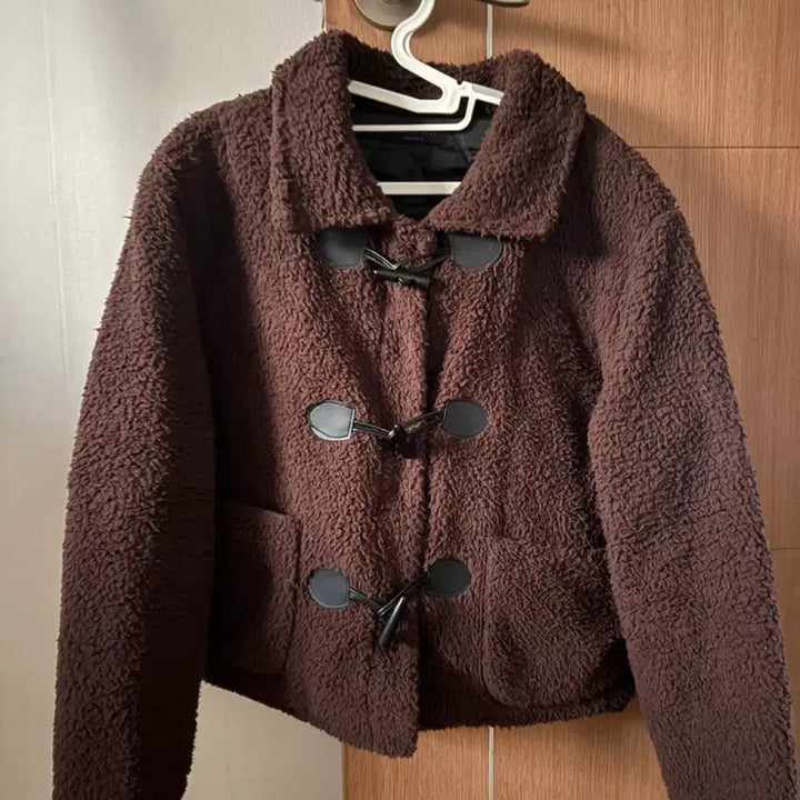 [BUNJANG] Brown Boar Coat Short Jacket / 뽀글이 떡볶이 코트 숏 자켓