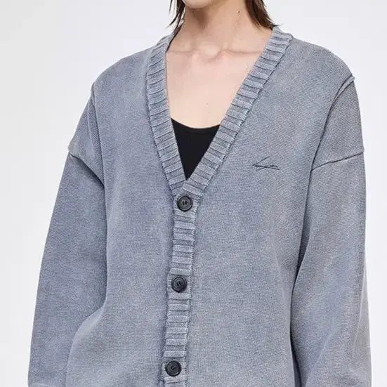 [BUNJANG] SONGZIO Gray Washing Oversized Cardigan / SONGZIO 송지오 그레이 워싱 오버 가디건