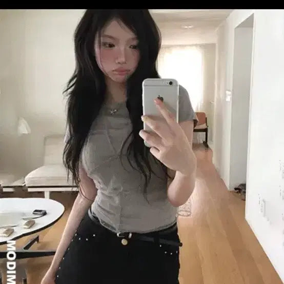 [BUNJANG] Modi Mood Mute Halter Layered Set Gray / 모디무드 뮤트 홀터 반팔 레이어드 세트 그레이