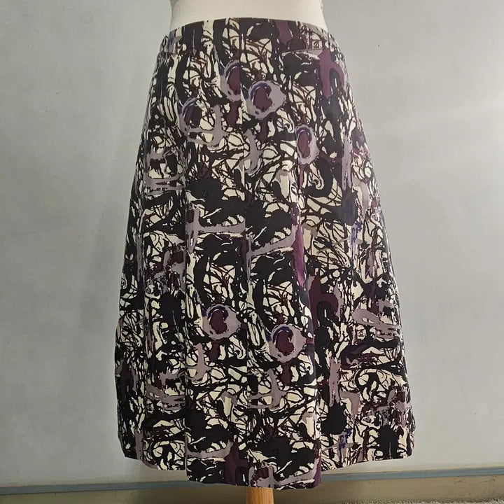[BUNJANG] Time Postmodern Silk Blend Pattern Flare Skirt / 타임 포스트모던 실크 혼방 패턴 플레어 스커트 (61-90)