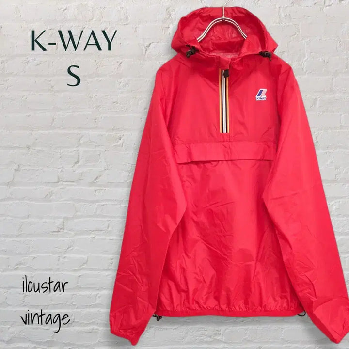 [BUNJANG] K-WAY Anorak Parka Red (Size S) / K-WAY 까웨 바람막이 아노락 파카 레드 사이즈S