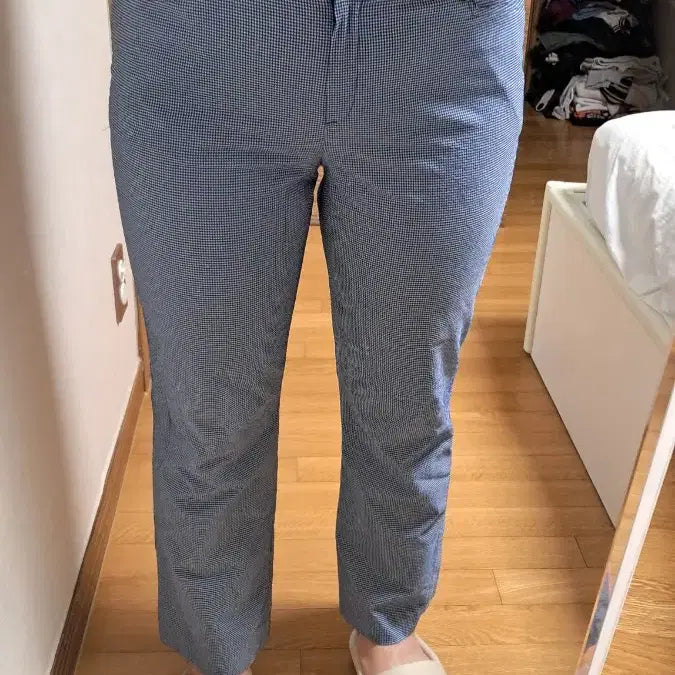 [BUNJANG] Disney Blue Checkered Women's Pants 30 / 디즈니 블루 체크무늬 여성 바지 30