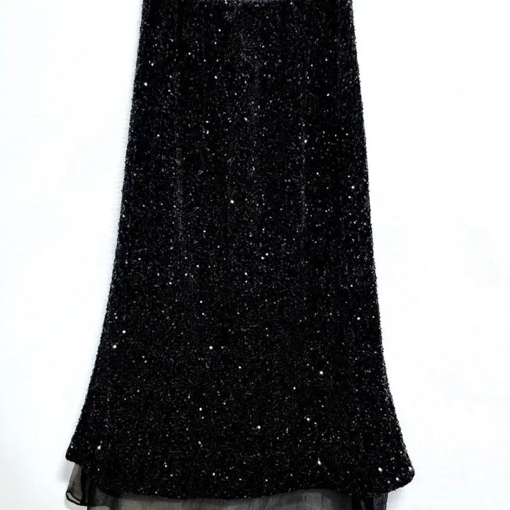 [BUNJANG] Vintage Sequin Long Skirt / 빈티지 스팽글 롱 스커트 블랙