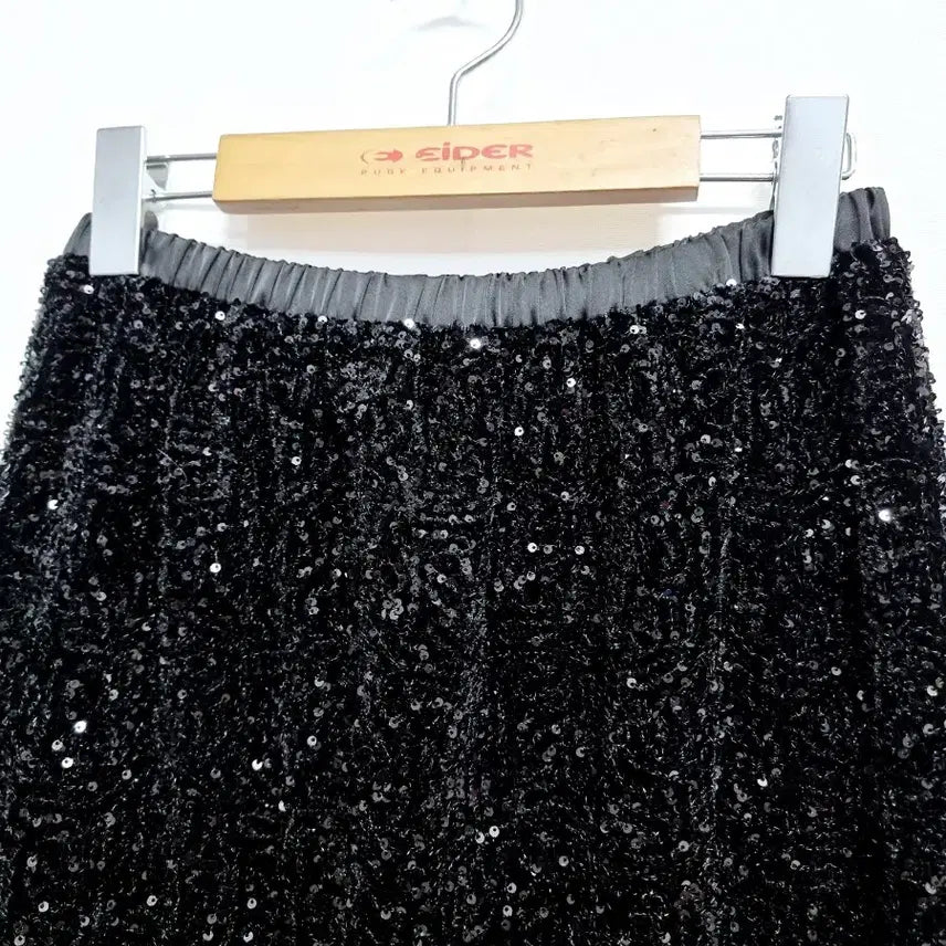 [BUNJANG] Vintage Sequin Long Skirt / 빈티지 스팽글 롱 스커트 블랙