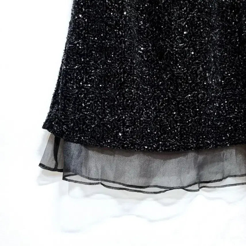 [BUNJANG] Vintage Sequin Long Skirt / 빈티지 스팽글 롱 스커트 블랙