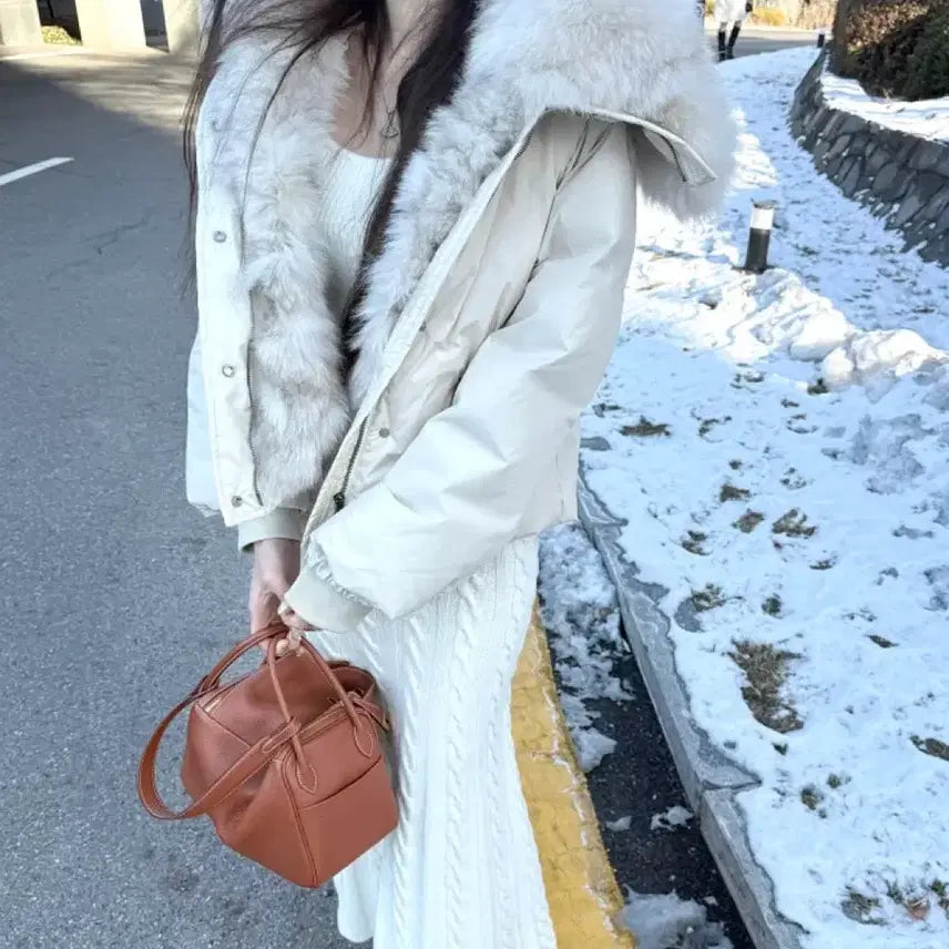 [BUNJANG] Real Fox Fur Goose Down Puffer Jacket / (원가39만 1회착용) 리얼폭스퍼 구스다운 패딩