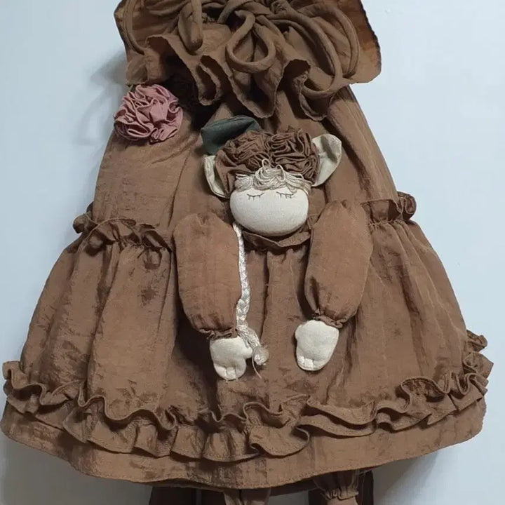 [BUNJANG] Unique Doll Design Brown Backpack / 인형 디자인 백팩