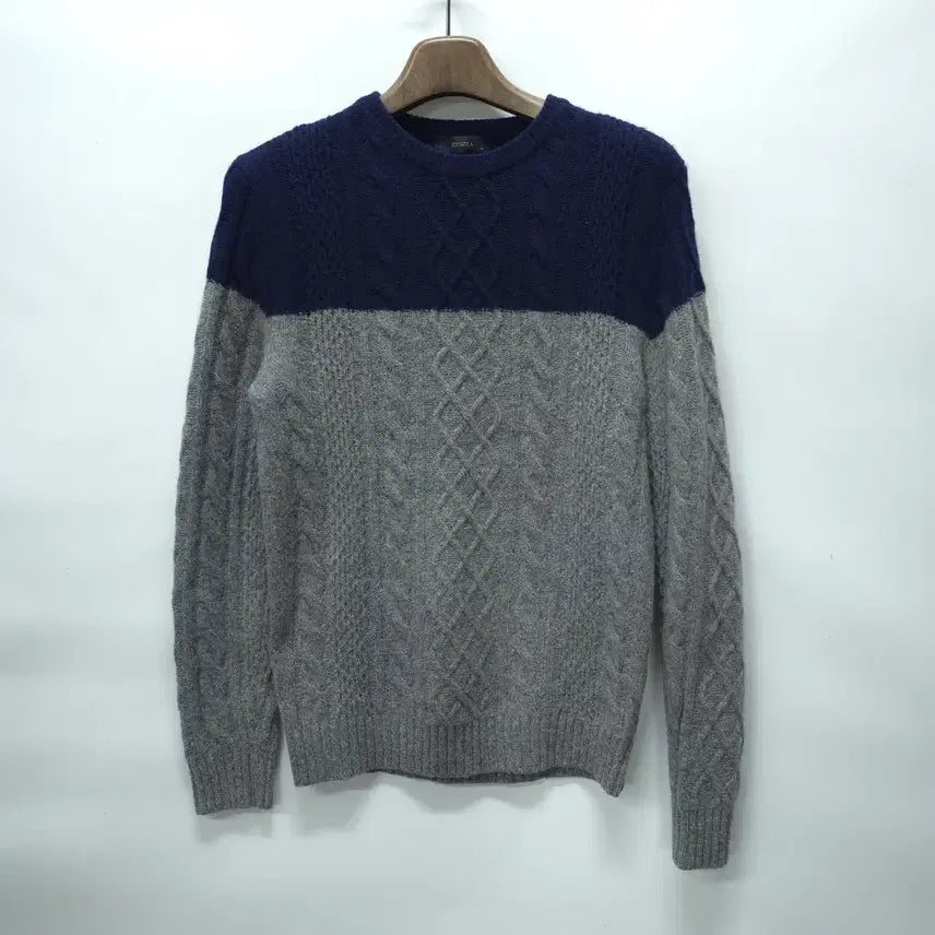 [BUNJANG] ZIOZIA Two-Tone Cable Knit Sweater / 지오지아 투톤 케이블 울니트 (95-100)