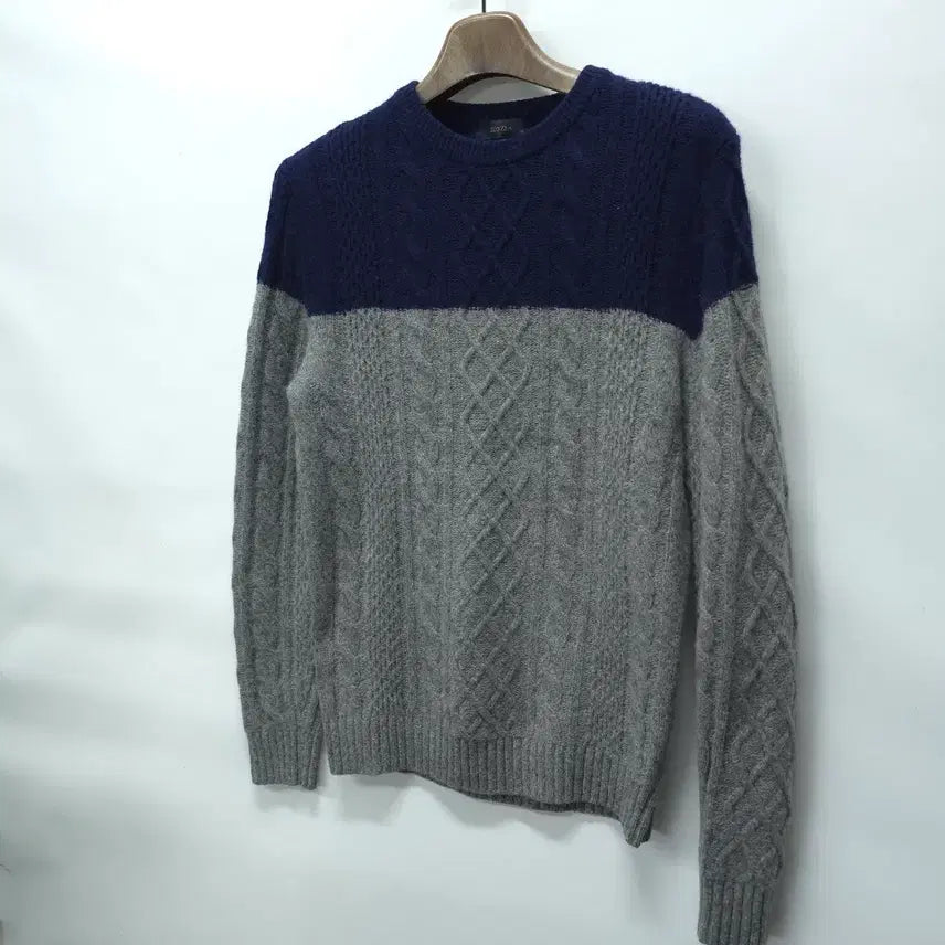 [BUNJANG] ZIOZIA Two-Tone Cable Knit Sweater / 지오지아 투톤 케이블 울니트 (95-100)