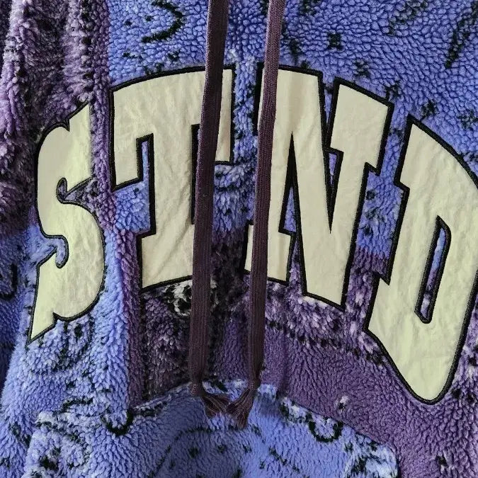 [BUNJANG] STAND Purple Paisley Sherpa Hoodie / STAND 퍼플 페이즐리 뽀글이 후드티