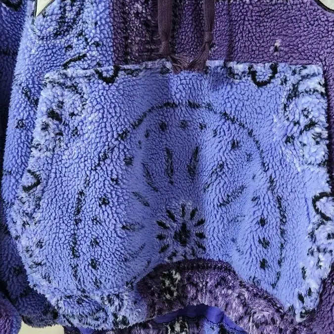 [BUNJANG] STAND Purple Paisley Sherpa Hoodie / STAND 퍼플 페이즐리 뽀글이 후드티