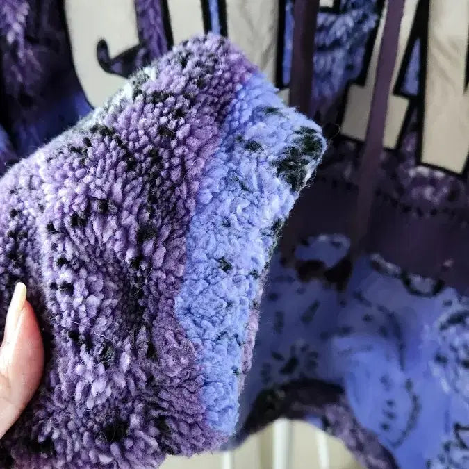 [BUNJANG] STAND Purple Paisley Sherpa Hoodie / STAND 퍼플 페이즐리 뽀글이 후드티