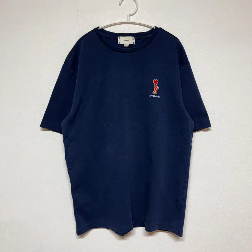 [BUNJANG] Signature Navy Short Sleeve T-shirt (L) / SIGNATURE 네이비 반팔티 L
