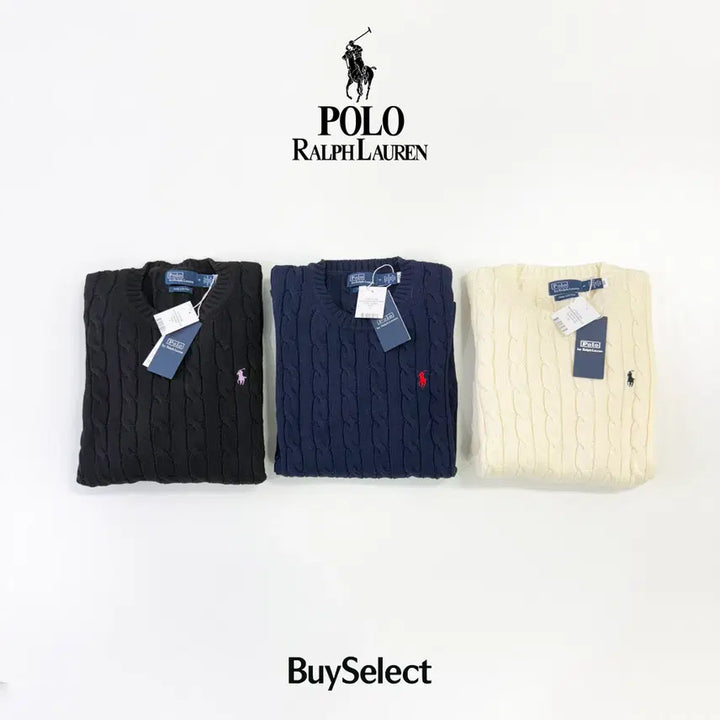[BUNJANG] Polo Ralph Lauren Cable Knit Cotton Crewneck Sweater / [새상품/바배/100%정품]폴로 랄프로렌 케이블 니트 코튼 크루넥 스웨터