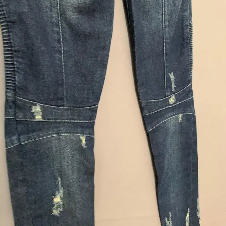 [BUNJANG] Balmain Distressed Biker Denim Jeans / 34 발망 데미지 바이커 스판 지퍼 데님 청바지