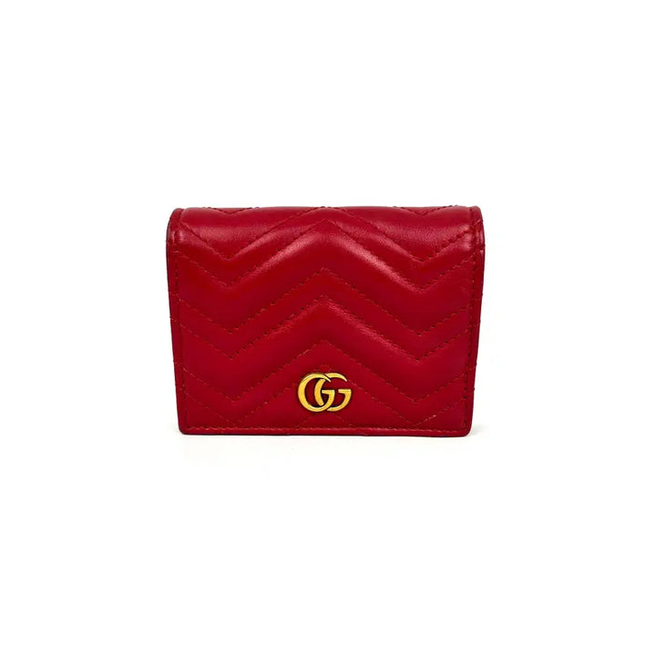 [BUNJANG] Gucci Red GG Marmont Bi-fold Wallet / 구찌 레드 GG 마몽 반지갑 466492