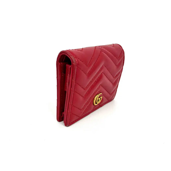 [BUNJANG] Gucci Red GG Marmont Bi-fold Wallet / 구찌 레드 GG 마몽 반지갑 466492