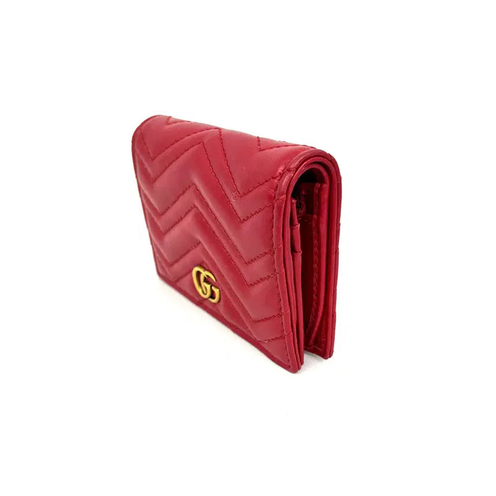 [BUNJANG] Gucci Red GG Marmont Bi-fold Wallet / 구찌 레드 GG 마몽 반지갑 466492