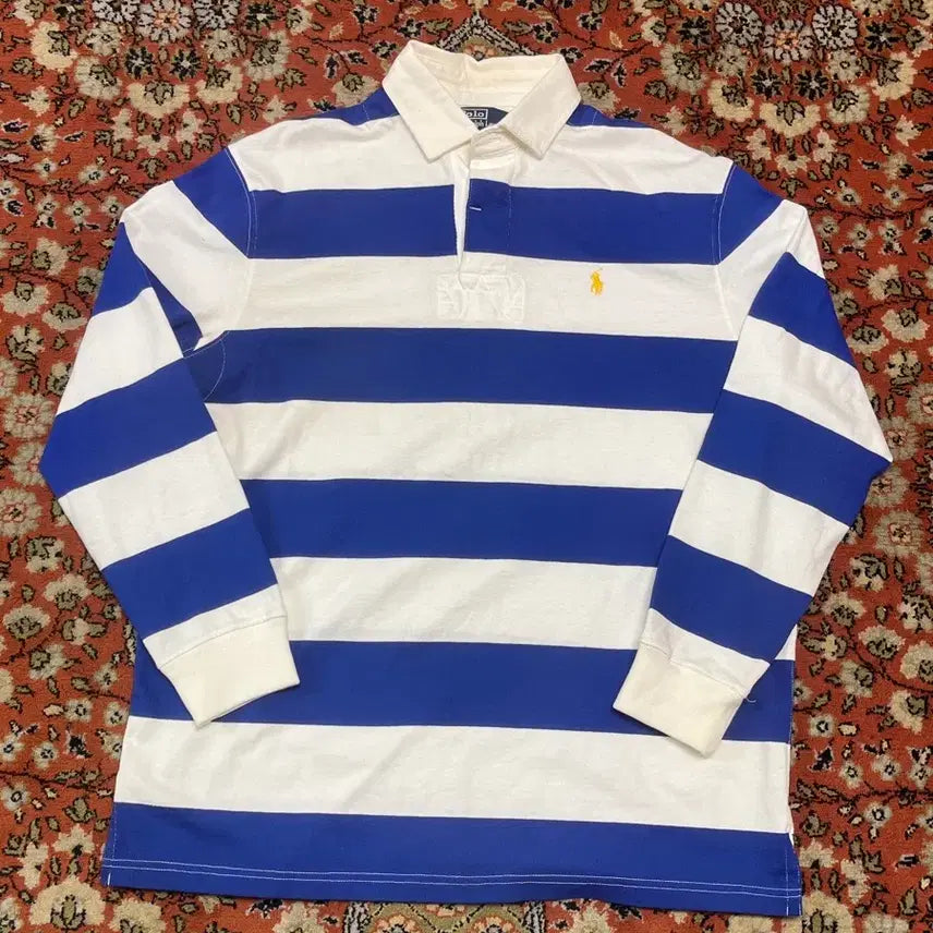 [BUNJANG] Polo Ralph Lauren Rugby Shirt / [M] 폴로랄프로렌 블루 화이트 럭비티
