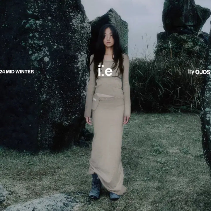 [BUNJANG] Ohoh's Fluid Knit Skirt Warm Gray / 오호스 플루이드 니트스커트 웜그레이