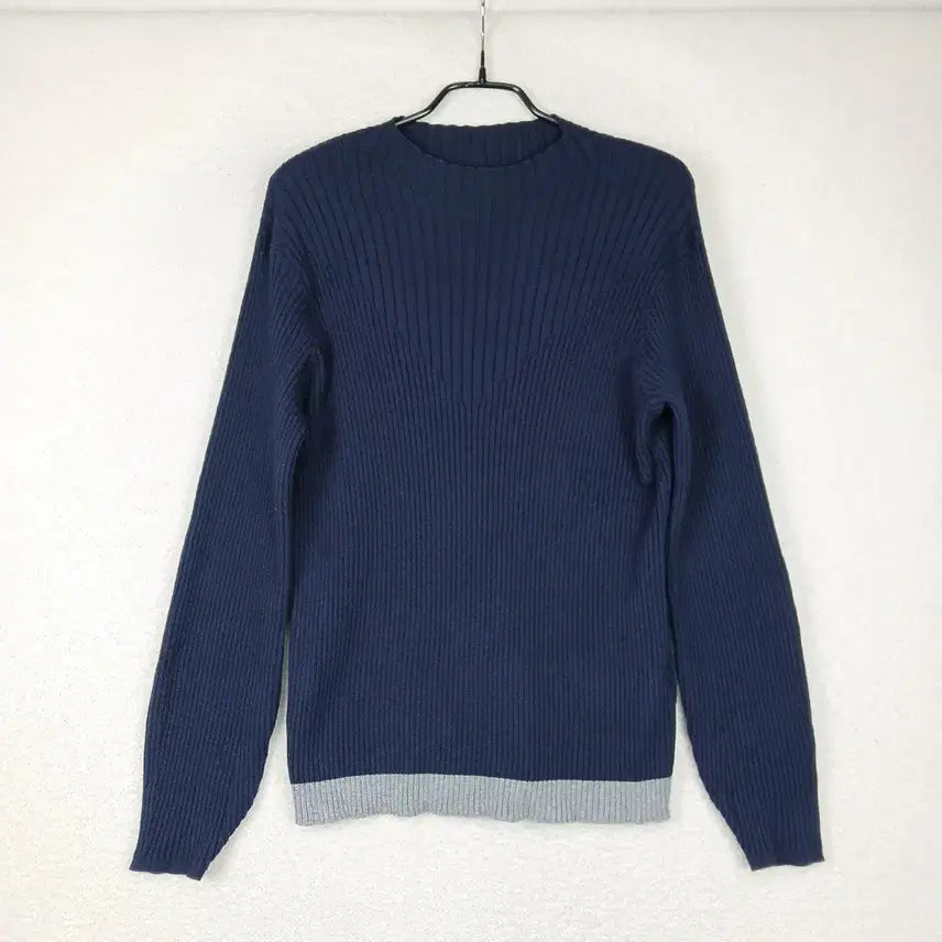 [BUNJANG] BYBRIDG:IT Navy Ribbed Knit Long Sleeve T-shirt (Size 66) / BYBRIDG:IT 여성 네이비 골지 니트 긴팔 티셔츠(66)