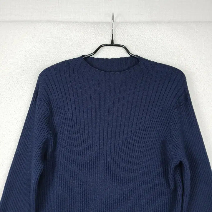 [BUNJANG] BYBRIDG:IT Navy Ribbed Knit Long Sleeve T-shirt (Size 66) / BYBRIDG:IT 여성 네이비 골지 니트 긴팔 티셔츠(66)