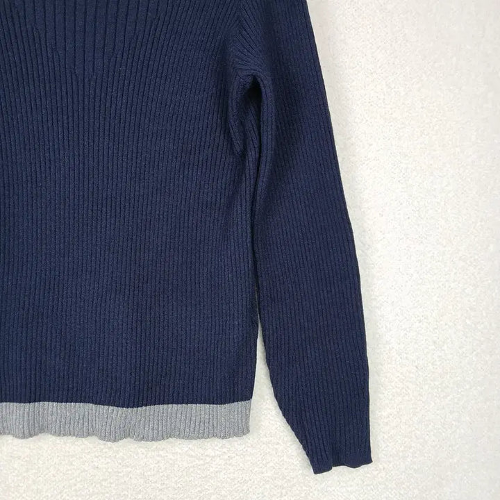 [BUNJANG] BYBRIDG:IT Navy Ribbed Knit Long Sleeve T-shirt (Size 66) / BYBRIDG:IT 여성 네이비 골지 니트 긴팔 티셔츠(66)