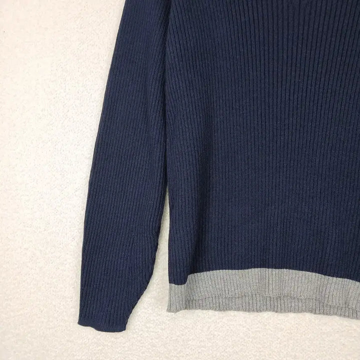 [BUNJANG] BYBRIDG:IT Navy Ribbed Knit Long Sleeve T-shirt (Size 66) / BYBRIDG:IT 여성 네이비 골지 니트 긴팔 티셔츠(66)
