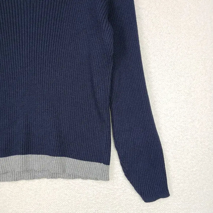 [BUNJANG] BYBRIDG:IT Navy Ribbed Knit Long Sleeve T-shirt (Size 66) / BYBRIDG:IT 여성 네이비 골지 니트 긴팔 티셔츠(66)