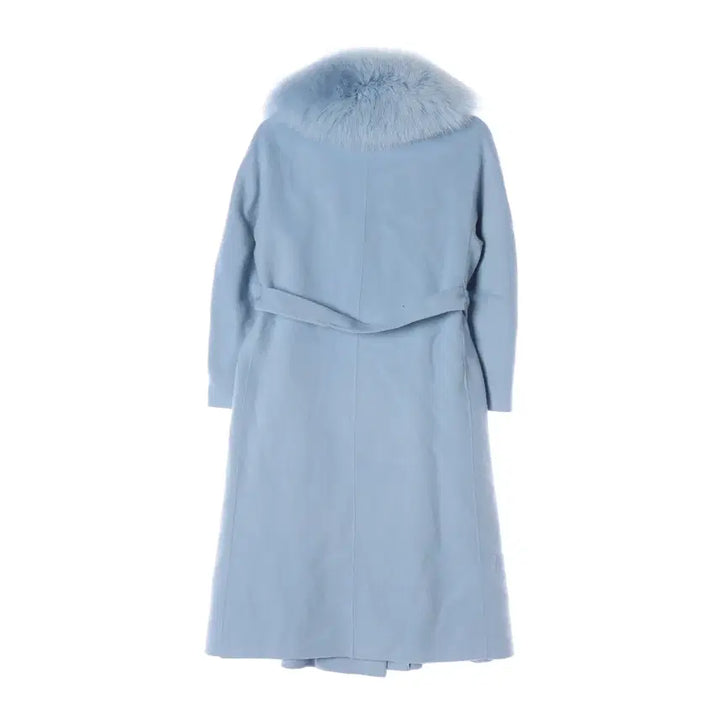 [BUNJANG] Renny Ron Fox Fur Handmade Wool Long Coat Light Blue / 레니본 천연모피 폭스 퍼 핸드메이드 울 롱 코트 라이트블루