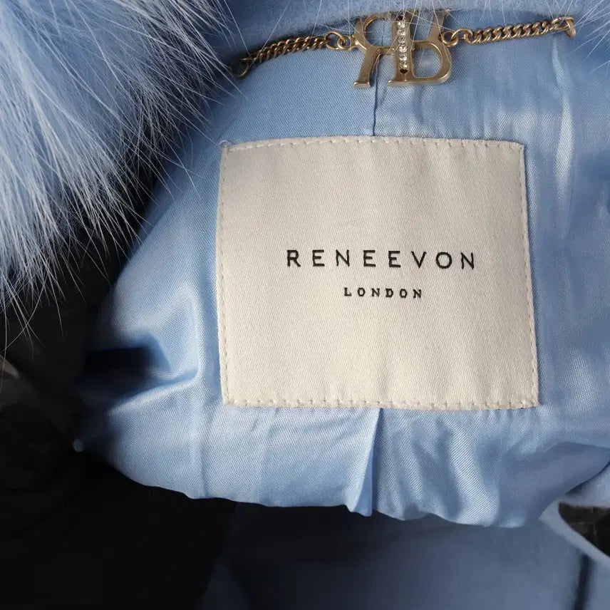 [BUNJANG] Renny Ron Fox Fur Handmade Wool Long Coat Light Blue / 레니본 천연모피 폭스 퍼 핸드메이드 울 롱 코트 라이트블루